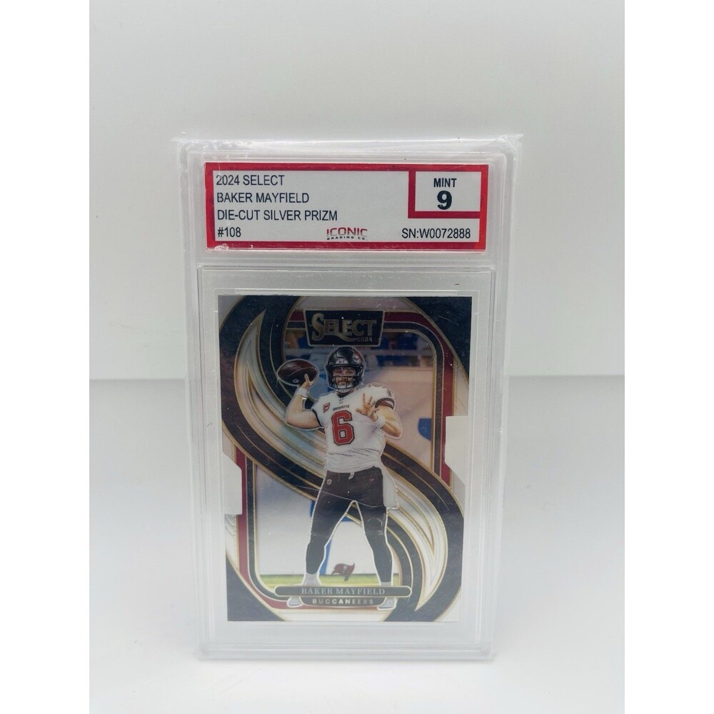 2024 Panini Select - Premier Level Baker Mayfield #108 Silver Prizm Die-Cut